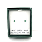 Concepts Genuine Emerald Stud Earrings - Yellow or White Tone